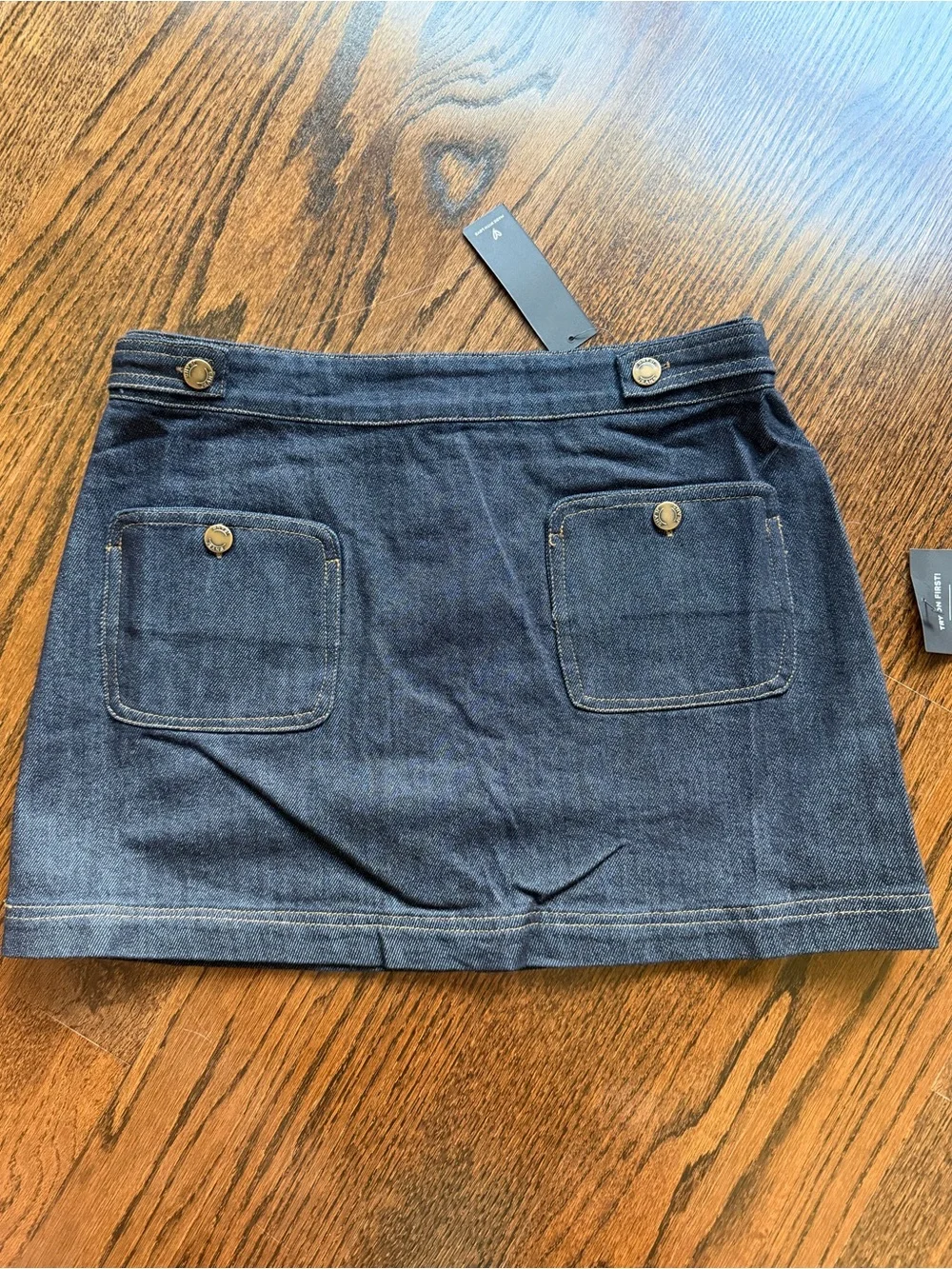 Lulu's  Katina Dark Blue Denim Mini Skirt with Front Patch Pockets NWT medium